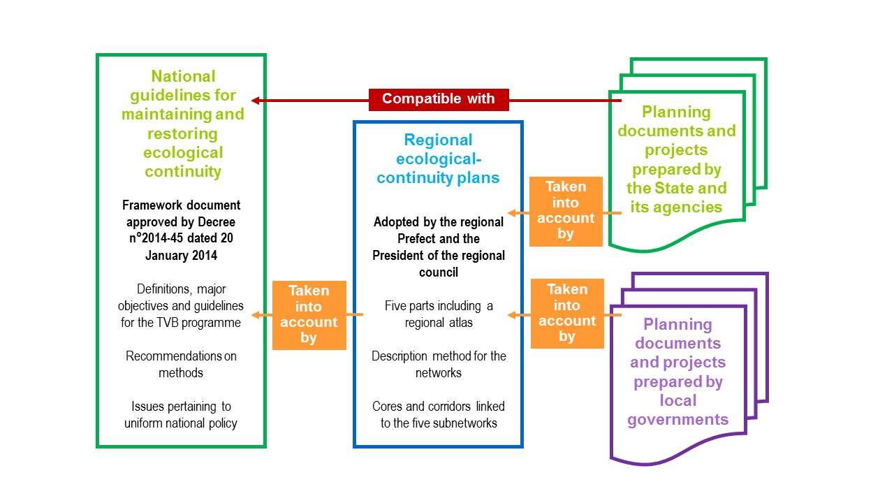 Figure 3 : The different territorial levels for TVB implementation and their links (© UMS PatriNat)